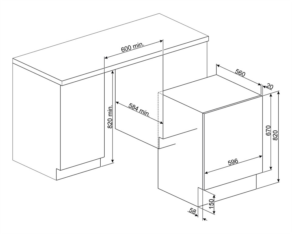Smeg LSIA147S lavasciuga Da incasso Caricamento frontale Bianco E