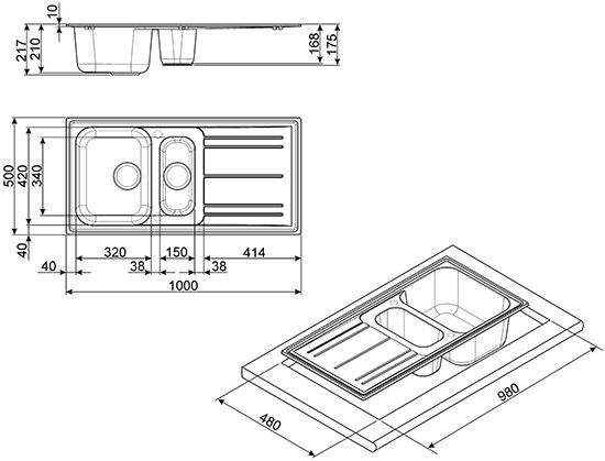 Smeg LZ102B lavello Sintetico