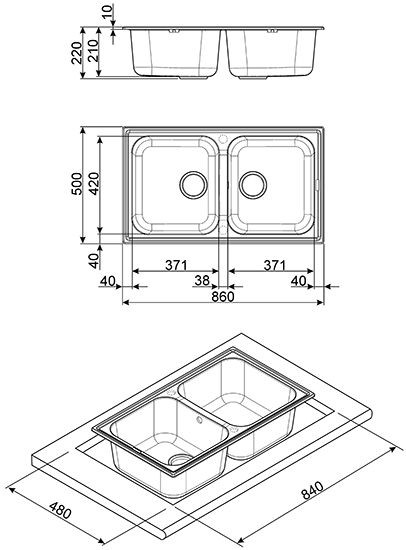 Smeg LZ862A2 lavello Lavello montato su piano Rettangolare