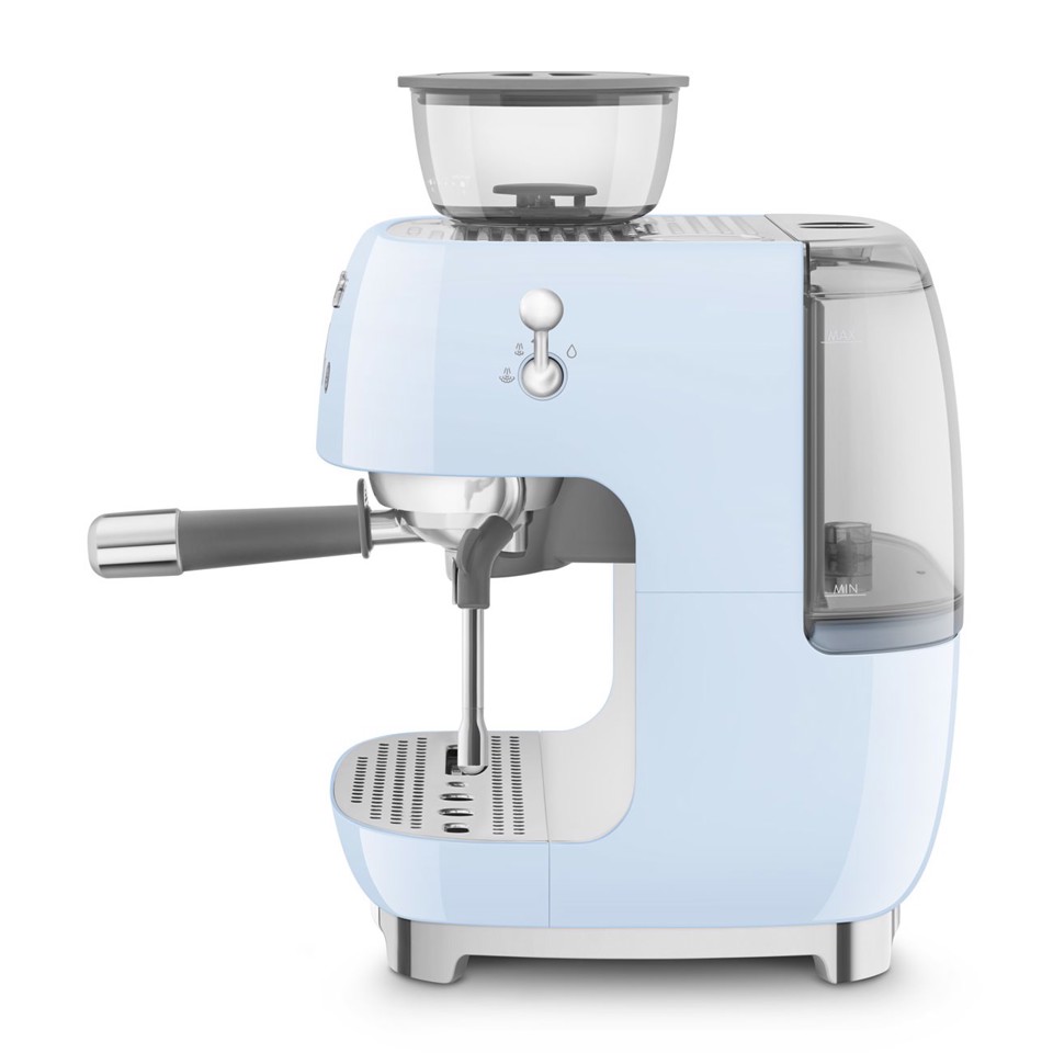 Smeg Macchina da Caffè Espresso Manuale con macinacaffè integrato 50's Style – Azzurro LUCIDO – EGF03PBEU