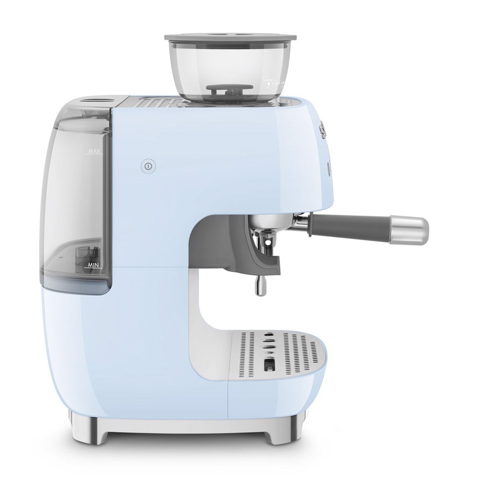 Smeg Macchina da Caffè Espresso Manuale con macinacaffè integrato 50's Style – Azzurro LUCIDO – EGF03PBEU