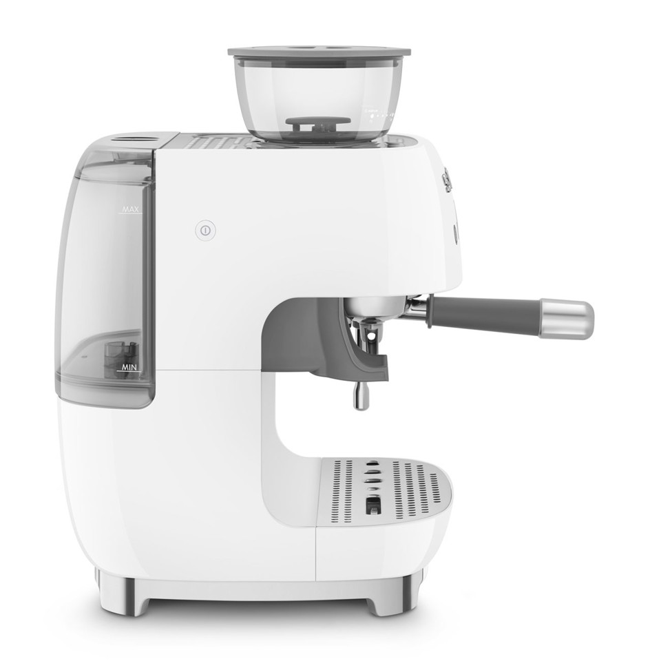 Smeg Macchina da Caffè Espresso Manuale con macinacaffè integrato 50's Style – Bianco LUCIDO – EGF03WHEU