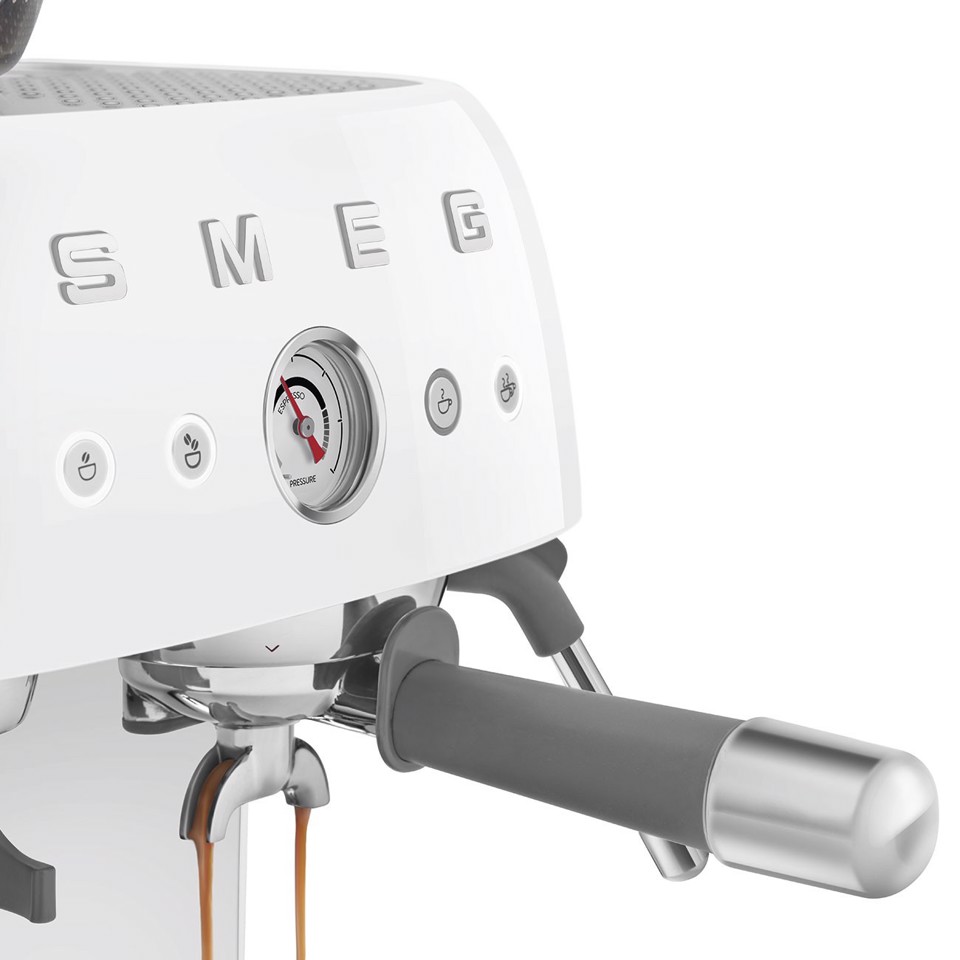 Smeg Macchina da Caffè Espresso Manuale con macinacaffè integrato 50's Style – Bianco LUCIDO – EGF03WHEU