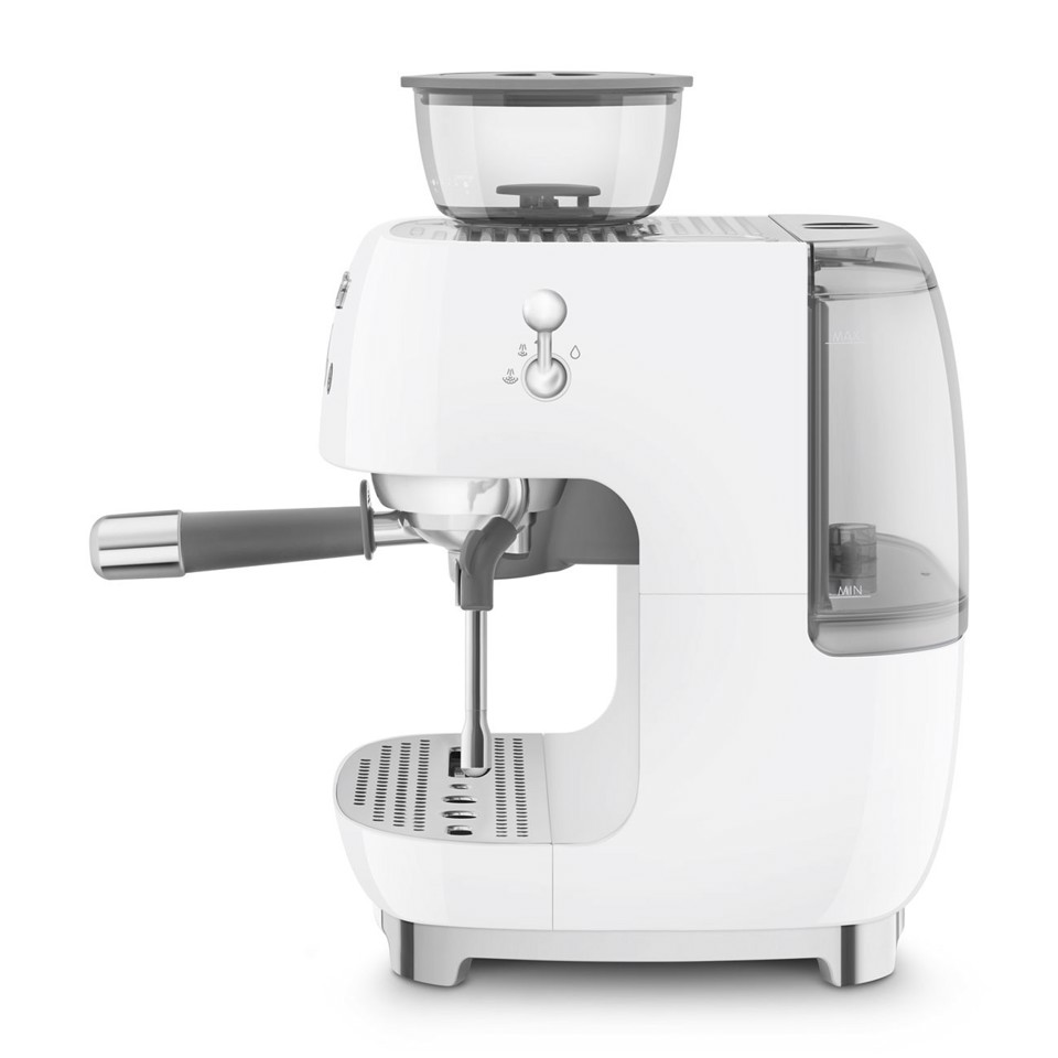 Smeg Macchina da Caffè Espresso Manuale con macinacaffè integrato 50's Style – Bianco LUCIDO – EGF03WHEU
