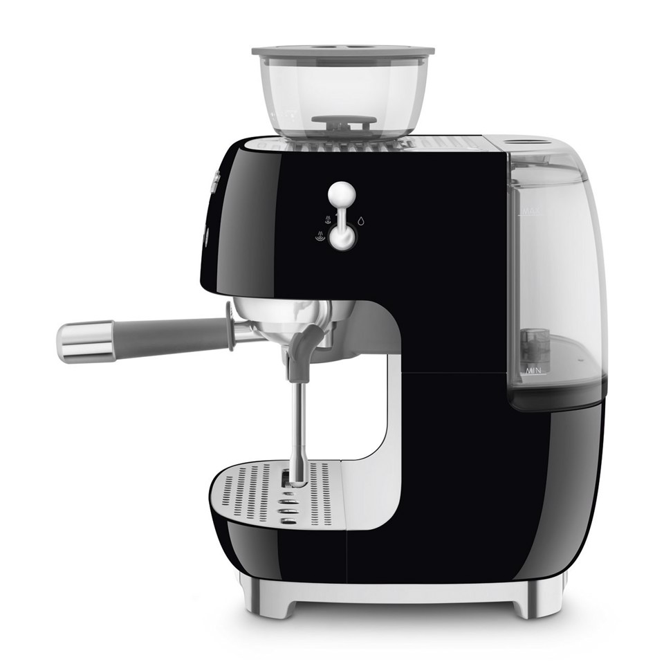 Smeg Macchina da Caffè Espresso Manuale con macinacaffè integrato 50's Style – Nero LUCIDO – EGF03BLEU