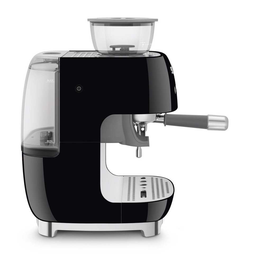 Smeg Macchina da Caffè Espresso Manuale con macinacaffè integrato 50's Style – Nero LUCIDO – EGF03BLEU