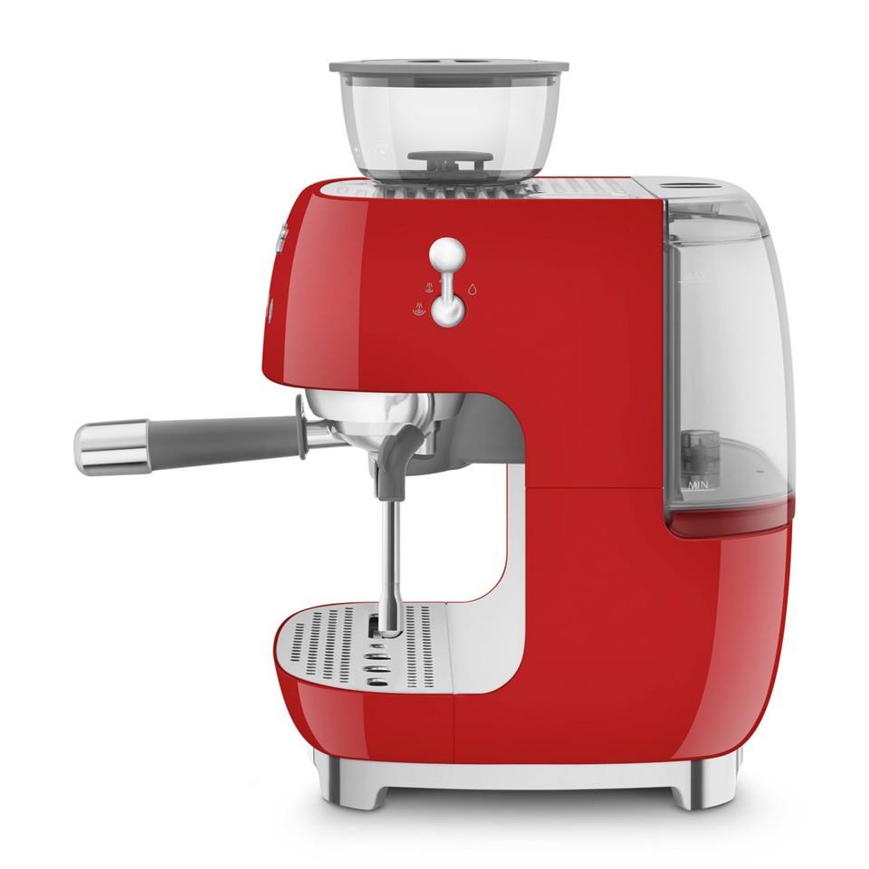 Smeg Macchina da Caffè Espresso Manuale con macinacaffè integrato 50's Style – Rosso LUCIDO – EGF03RDEU