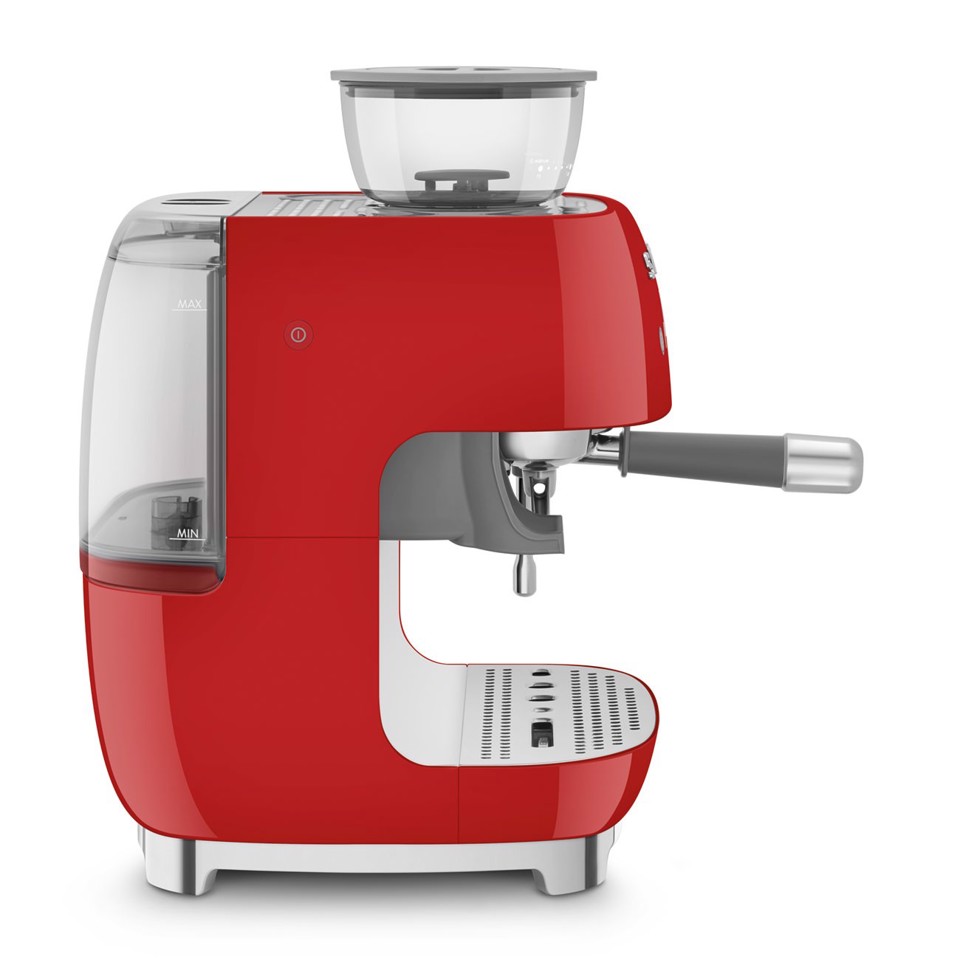 Smeg Macchina da Caffè Espresso Manuale con macinacaffè integrato 50's Style – Rosso LUCIDO – EGF03RDEU