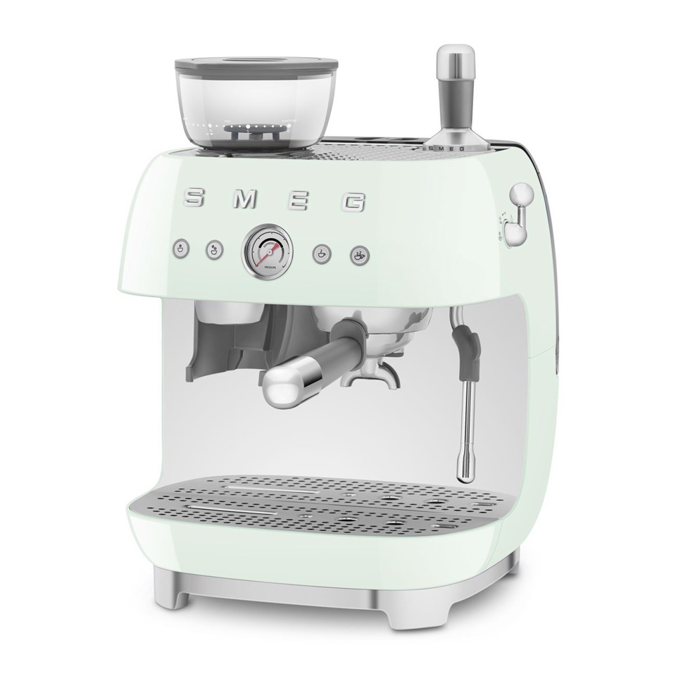 Smeg Macchina da Caffè Espresso Manuale con macinacaffè integrato 50's Style – Verde Pastello LUCIDO – EGF03PGEU