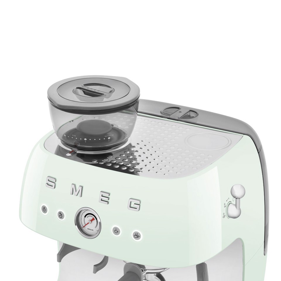 Smeg Macchina da Caffè Espresso Manuale con macinacaffè integrato 50's Style – Verde Pastello LUCIDO – EGF03PGEU