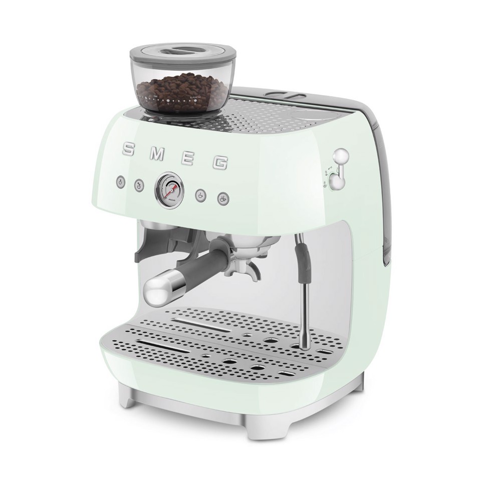 Smeg Macchina da Caffè Espresso Manuale con macinacaffè integrato 50's Style – Verde Pastello LUCIDO – EGF03PGEU