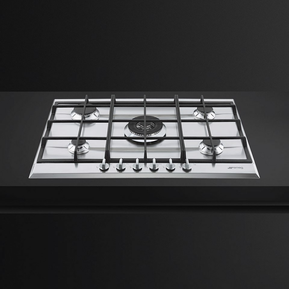 Smeg P272XGH piano cottura Acciaio inox Da incasso 75 cm Gas 5 Fornello(i) Made in Italy