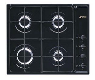 Smeg S64SN piano cottura Nero Da incasso 60 cm Gas 4 Fornello(i) Made in Italy