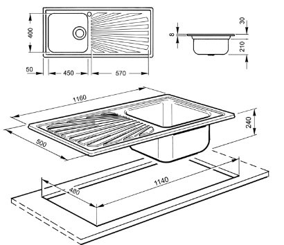 Smeg SGE116.1S lavello Acciaio inossidabile