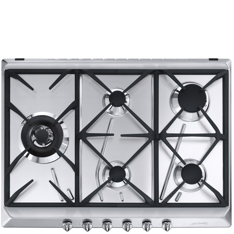 Smeg SRV575GH5 piano cottura Acciaio inox Da incasso 70 cm Gas 5 Fornello(i) Made in Italy