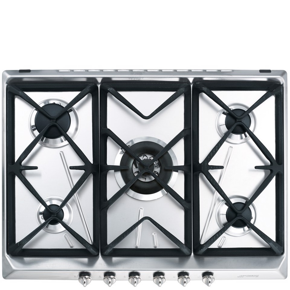 Smeg SRV576GH5 piano cottura Acciaio inox Da incasso 70 cm Gas 5 Fornello(i) Made in Italy