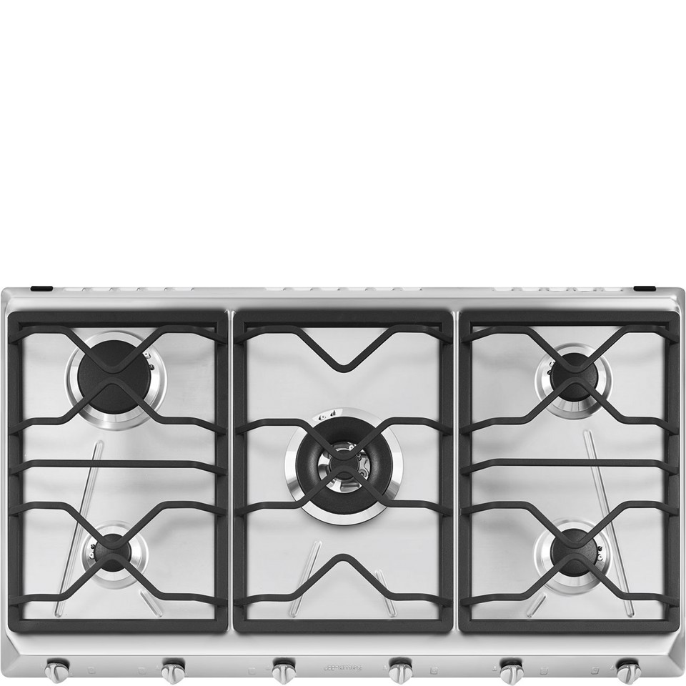 Smeg SRV596O piano cottura Acciaio inox Da incasso 90 cm Gas 5 Fornello(i) Made in Italy