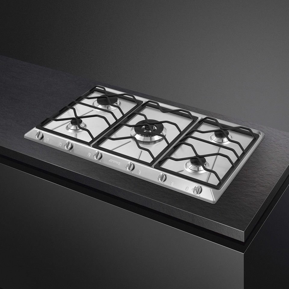 Smeg SRV596O piano cottura Stainless steel Da incasso 90 cm Gas 5 Fornello(i)