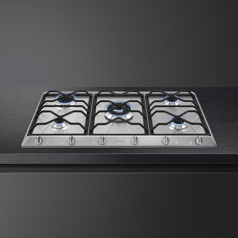 Smeg SRV596O piano cottura Stainless steel Da incasso 90 cm Gas 5 Fornello(i)