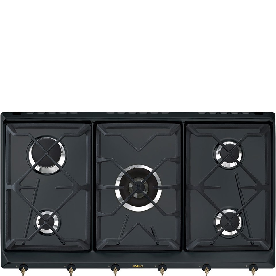 Smeg SRV896AOGH piano cottura Antracite Da incasso 90 cm Gas 5 Fornello(i) Made in Italy