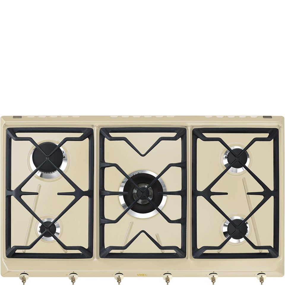 Smeg SRV896POGH piano cottura Crema Da incasso 90 cm Gas 5 Fornello(i) Made in Italy