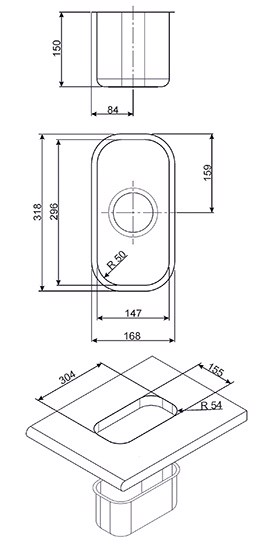 Smeg UM15 lavello Lavello sottopiano Rettangolare Acciaio inossidabile