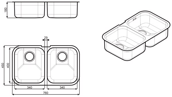Smeg UM4040 lavello Lavello sottopiano Rettangolare Acciaio inossidabile