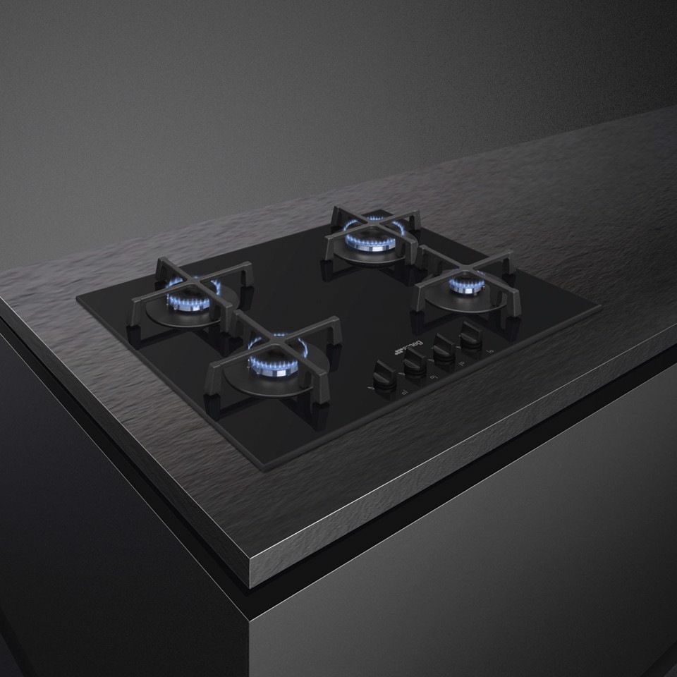 Smeg Universal PV264B piano cottura Nero Da incasso 60 cm Gas 4 Fornello(i) Made in Italy