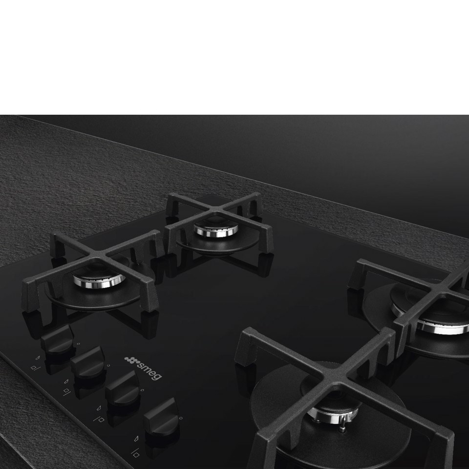 Smeg Universal PV264B piano cottura Nero Da incasso 60 cm Gas 4 Fornello(i) Made in Italy