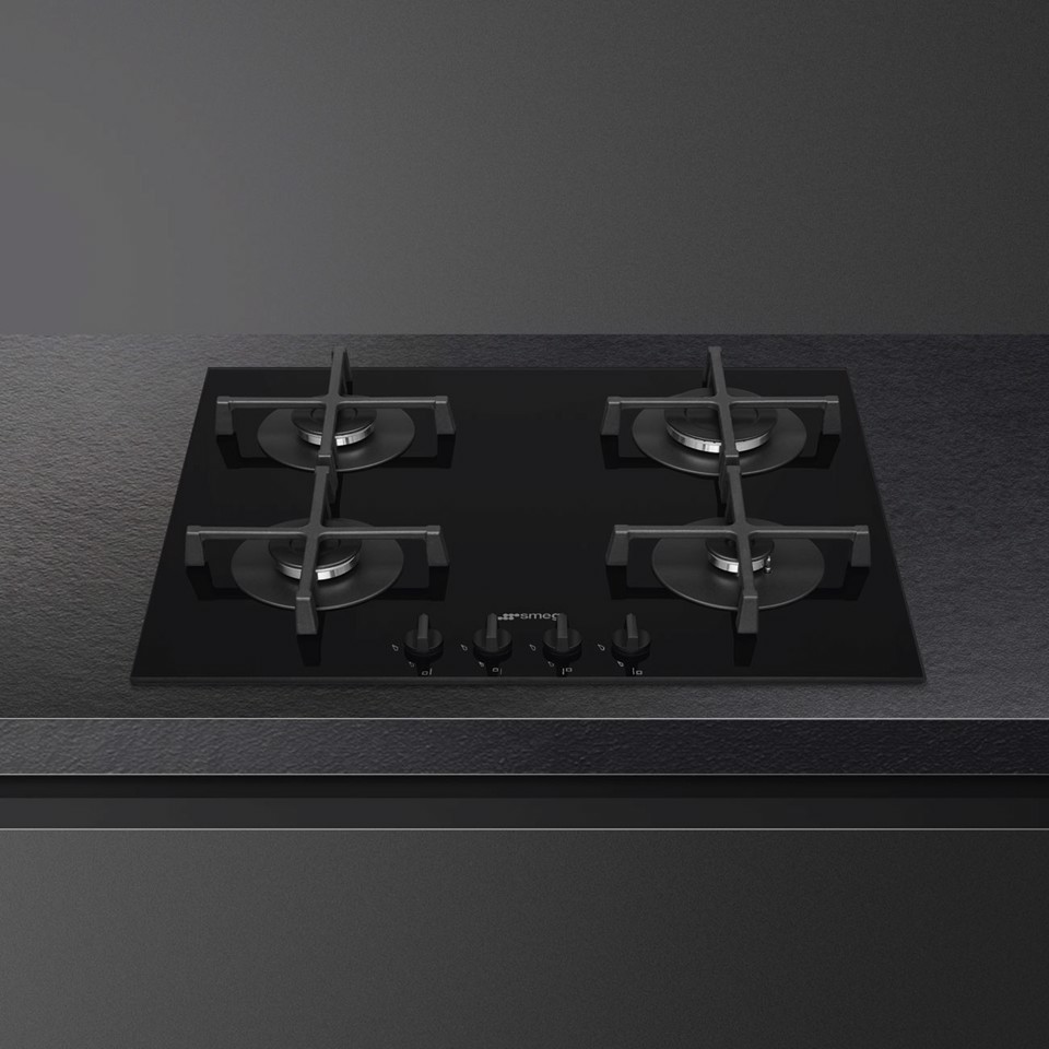 Smeg Universal PV264B piano cottura Nero Da incasso 60 cm Gas 4 Fornello(i) Made in Italy