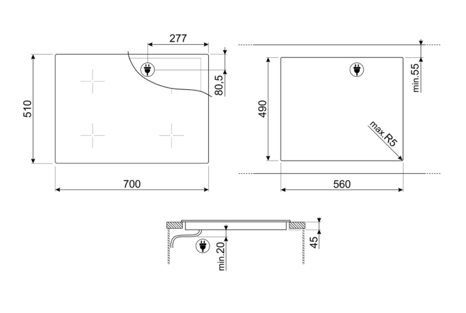 Smeg Universal SI1M7733B piano cottura Nero Da incasso 70 cm Ceramica 3 Fornello(i)