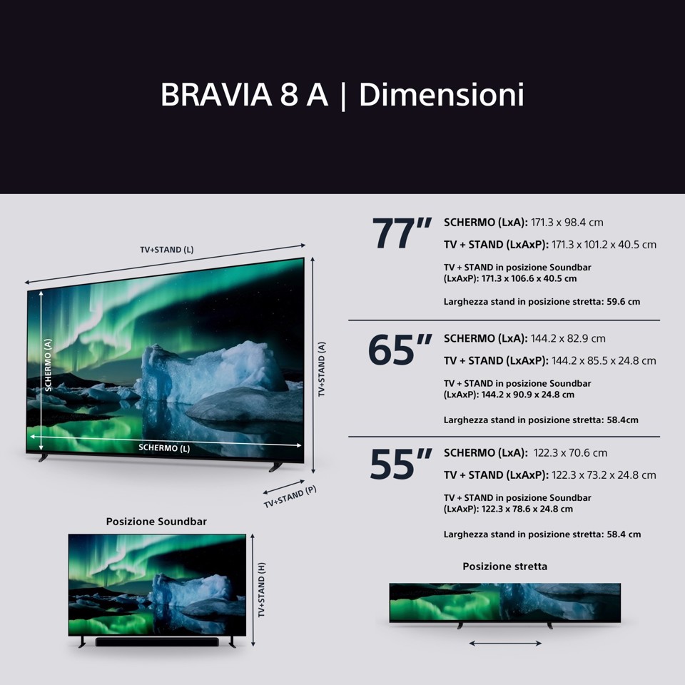 Sony BRAVIA XR XR8A 195,6 cm (77") 4K Ultra HD OLED Smart TV Wi-Fi Nero