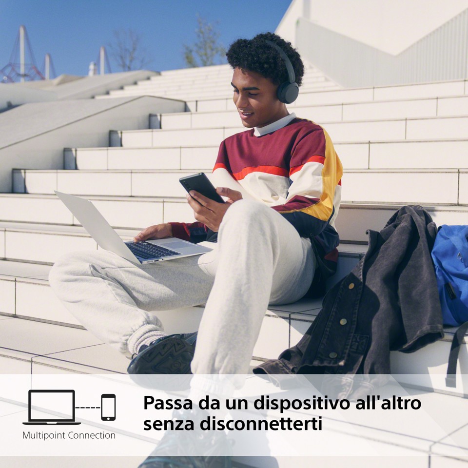 Sony Cuffie Bluetooth wireless WH-CH520 - Durata della batteria fino a 50 ore con ricarica rapida, stile on-ear - Nero