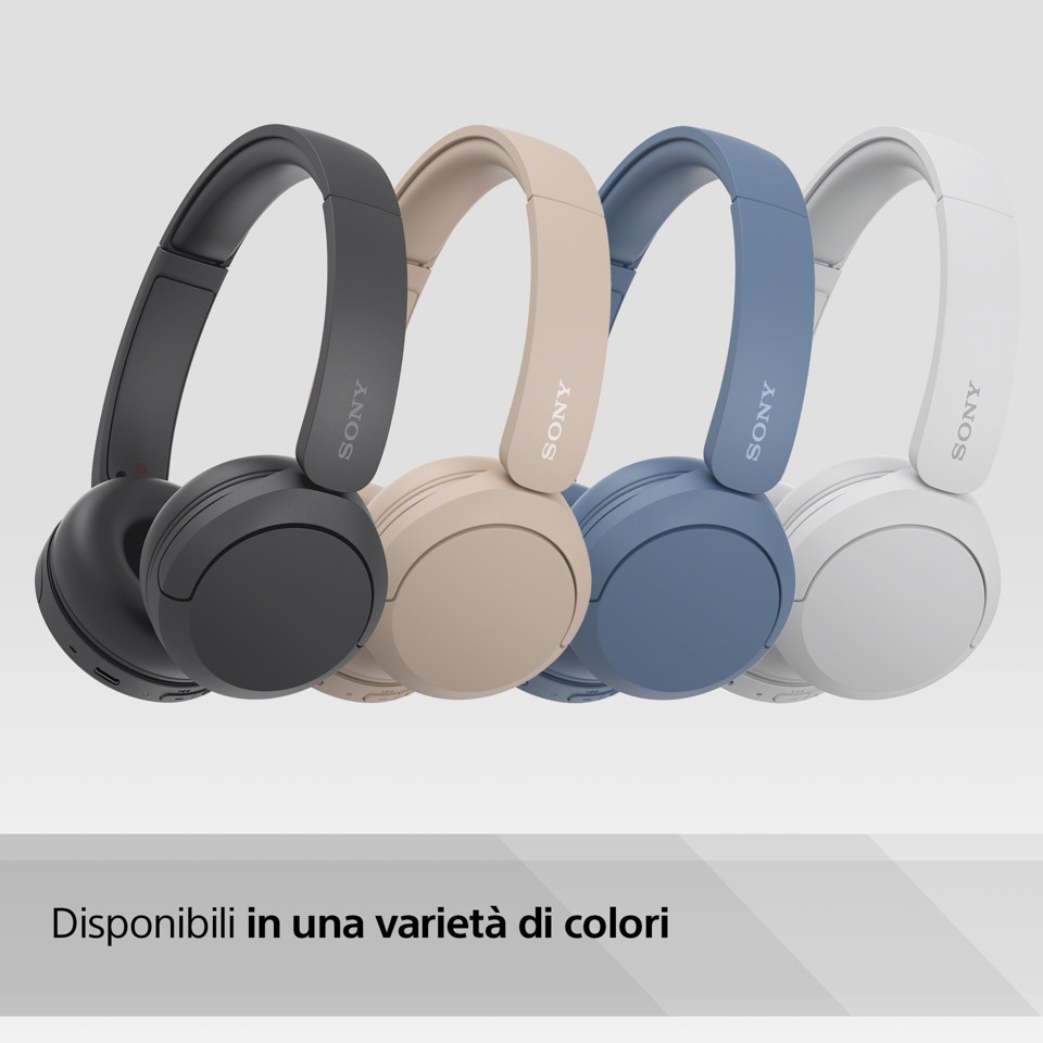 Sony Cuffie Bluetooth wireless WH-CH520 - Durata della batteria fino a 50 ore con ricarica rapida, stile on-ear - Blu