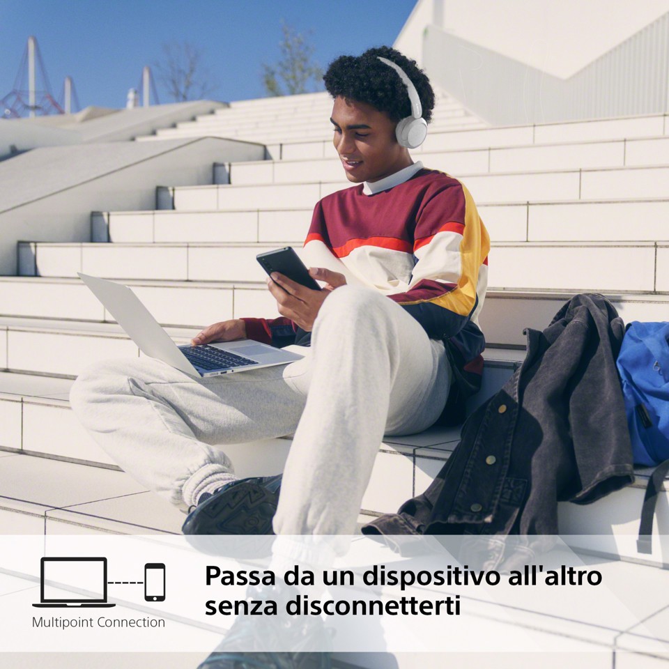 Sony Cuffie Bluetooth wireless WH-CH520 - Durata della batteria fino a 50 ore con ricarica rapida, stile on-ear - Bianco