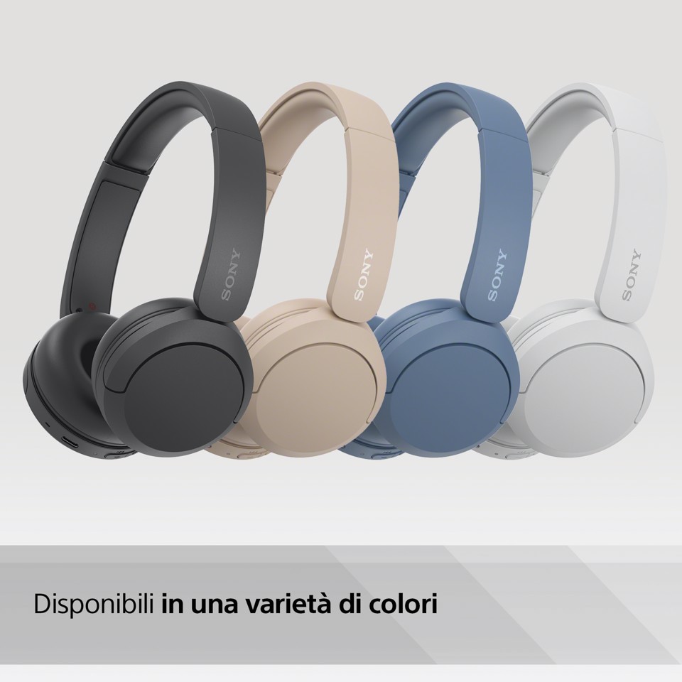 Sony Cuffie Bluetooth wireless WH-CH520 - Durata della batteria fino a 50 ore con ricarica rapida, stile on-ear - Bianco