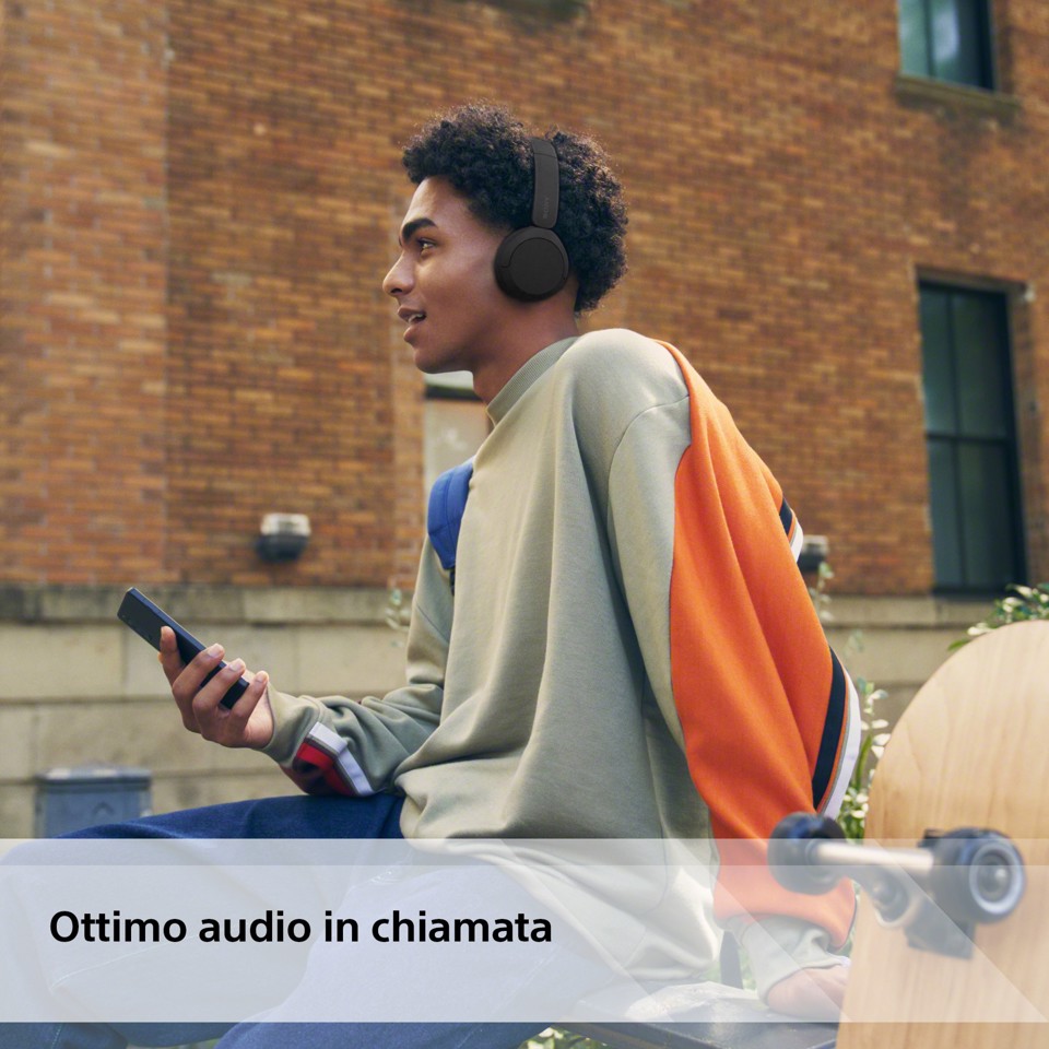 Sony Cuffie Bluetooth wireless WH-CH520 - Durata della batteria fino a 50 ore con ricarica rapida, stile on-ear - Nero