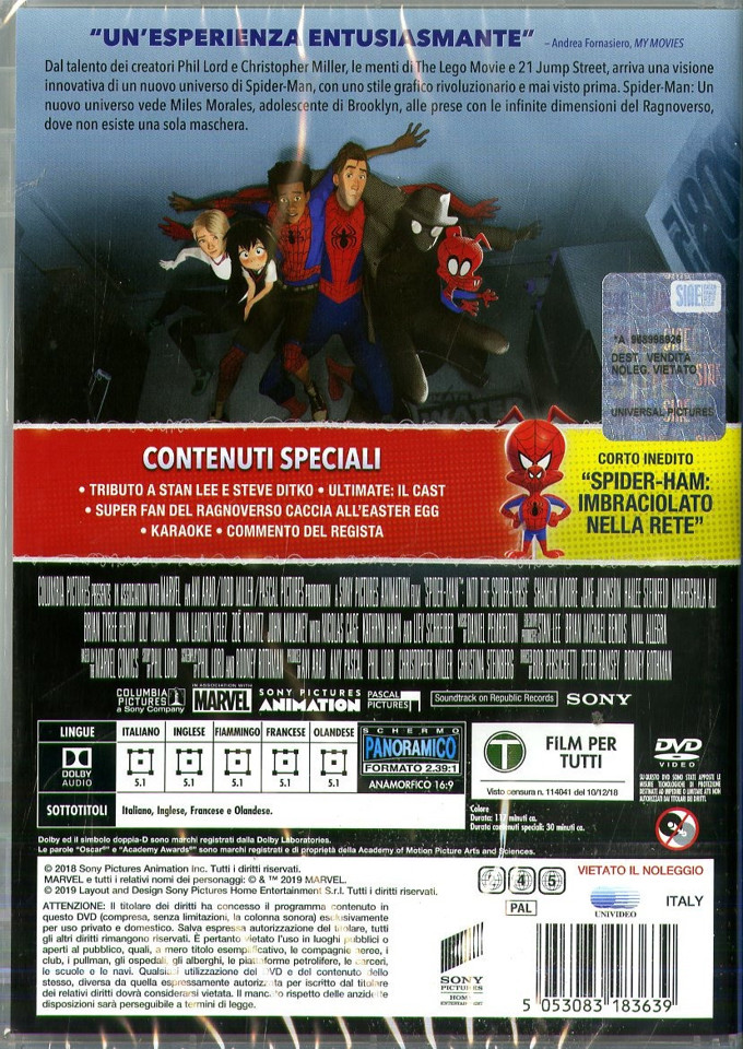 Sony Pictures Spider-Man. Un nuovo universo DVD 2D Inglese, Francese, ITA