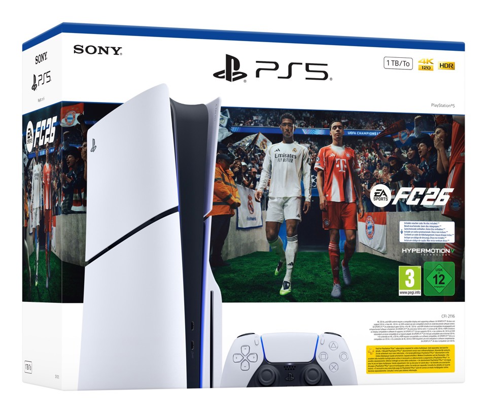 Sony PS5 Laufwerk - EA Sports FC 26 Bundle 1 TB Wi-Fi Nero, Bianco