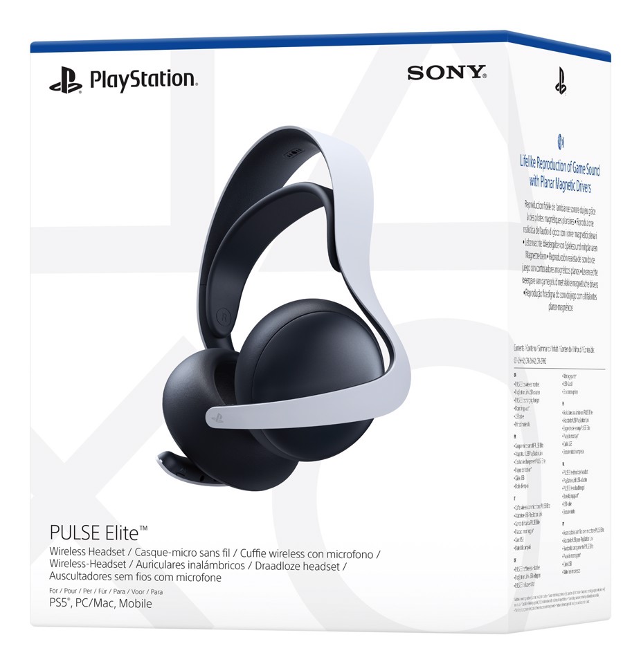 Sony PULSE Elite Auricolare Con cavo e senza cavo A Padiglione Gaming Bluetooth Base di ricarica Nero, Bianco
