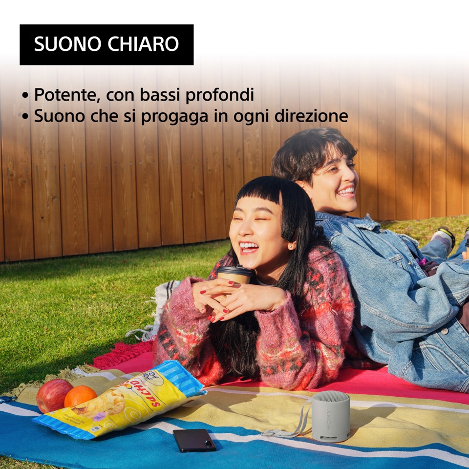 Sony SRS-XB100 - Speaker Wireless Bluetooth, portatile, leggero, compatto, da esterno, da viaggio, resistente IP67 impermeabile e antipolvere, batteria da 16 ore, cinturino versatile, chiamate in vivavoce - Grigio