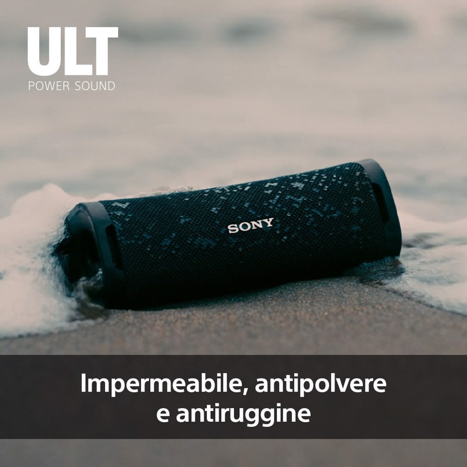 Sony ULT FIELD 1 Speaker portatile wireless Bluetooth con ULT POWER SOUND, bassi potenti, IP67, impermeabile, antipolvere, antiurto, batteria da 12 ore, qualità chiamata chiara, anche da esterno, viaggio