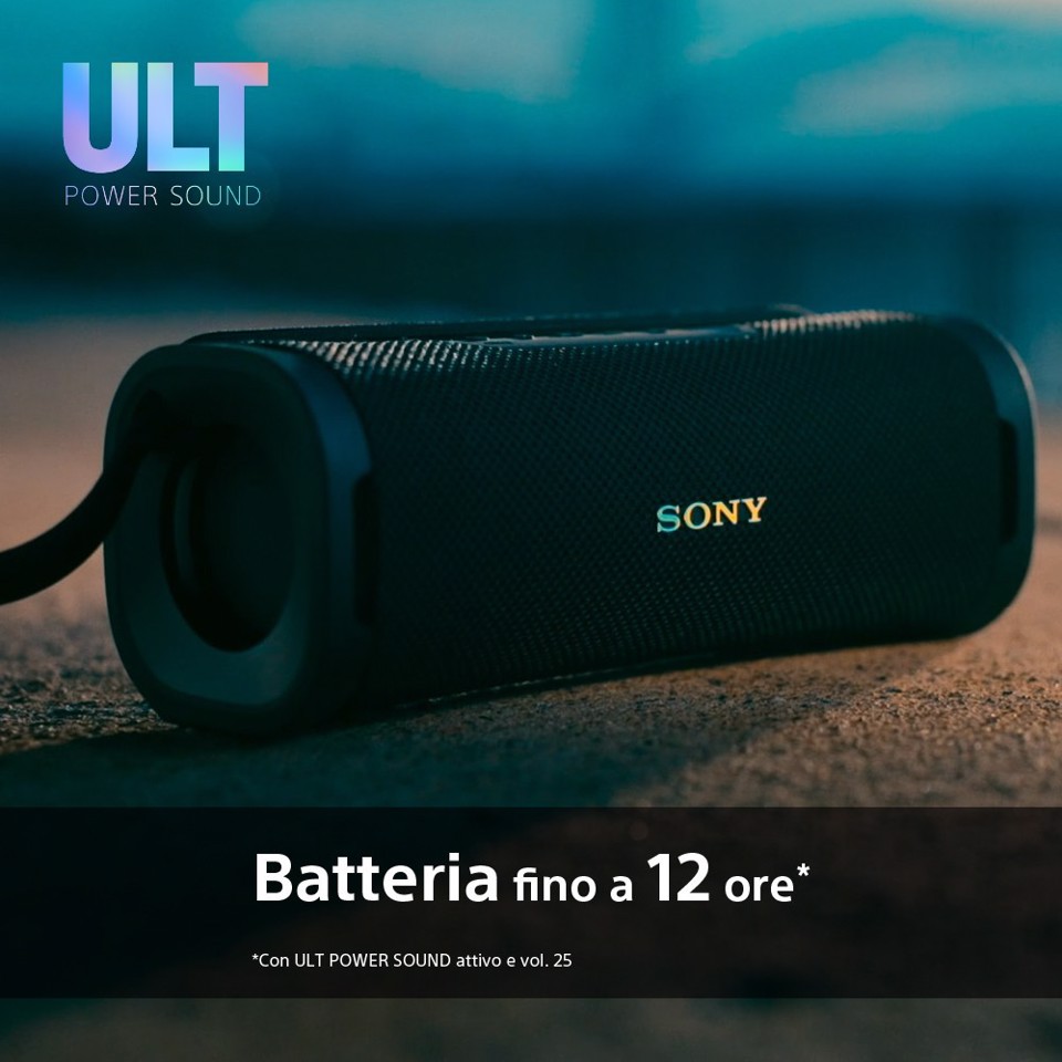 Sony ULT FIELD 1 Speaker portatile wireless Bluetooth con ULT POWER SOUND, bassi potenti, IP67, impermeabile, antipolvere, antiurto, batteria da 12 ore, qualità chiamata chiara, anche da esterno, viaggio