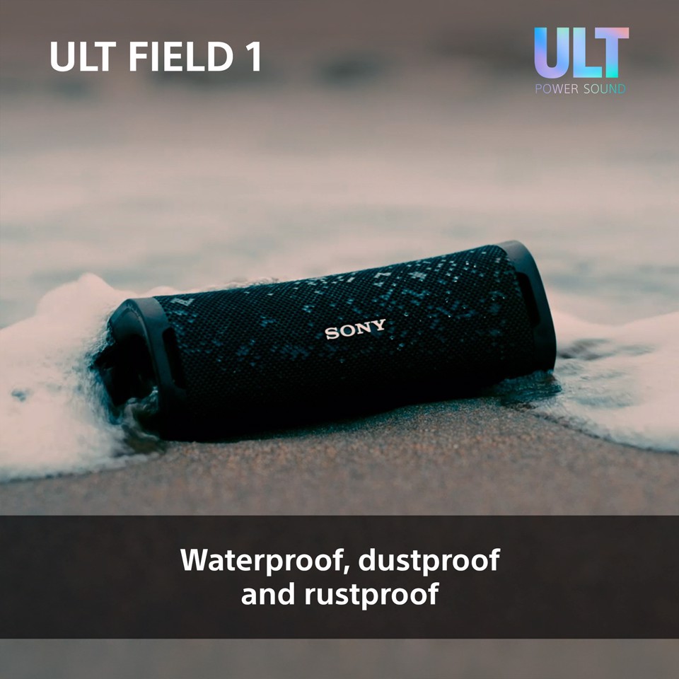 Sony ULT FIELD 1 Speaker portatile wireless Bluetooth con ULT POWER SOUND, bassi potenti, IP67, impermeabile, antipolvere, antiurto, batteria da 12 ore, qualità chiamata chiara, anche da esterno, viaggio