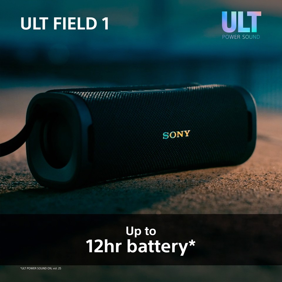 Sony ULT FIELD 1 Speaker portatile wireless Bluetooth con ULT POWER SOUND, bassi potenti, IP67, impermeabile, antipolvere, antiurto, batteria da 12 ore, qualità chiamata chiara, anche da esterno, viaggio