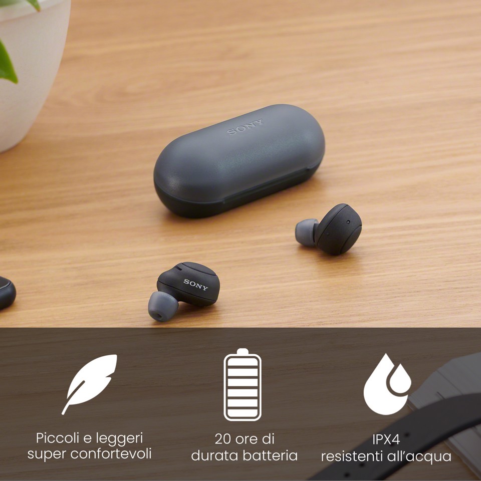Sony WF-C500 - Auricolari True Wireless, Fino a 20 ore di durata della batteria con custodia di ricarica, Compatibile con l'Assistente Vocale, Microfono integrato (Nero)
