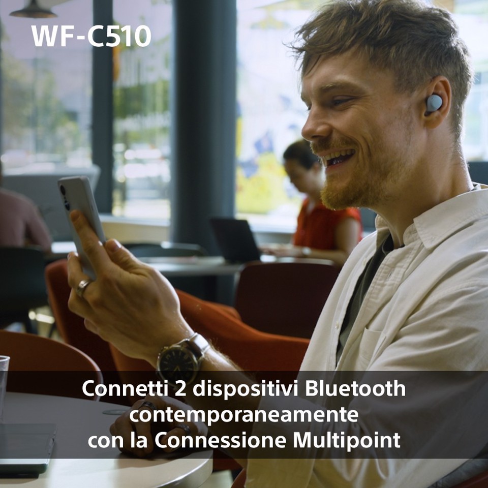 Sony WF-C510 | Cuffie True Wireless - Suono di alta qualità, Equalizzatore personalizzabile, Design Confortevole, Batteria da 22 ore, Ricarica Rapida, Connessione Multipoint Bluetooth, Ambient Sound Mode, Spotify Tap, Classificazione IPX4 - Bianco