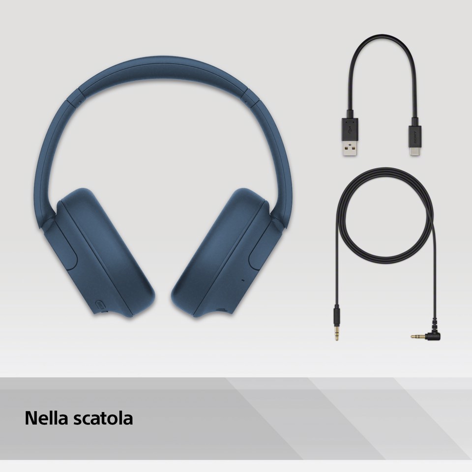 Sony WH-CH720N Auricolare Con cavo e senza cavo A Padiglione Musica e Chiamate USB tipo-C Bluetooth Blu