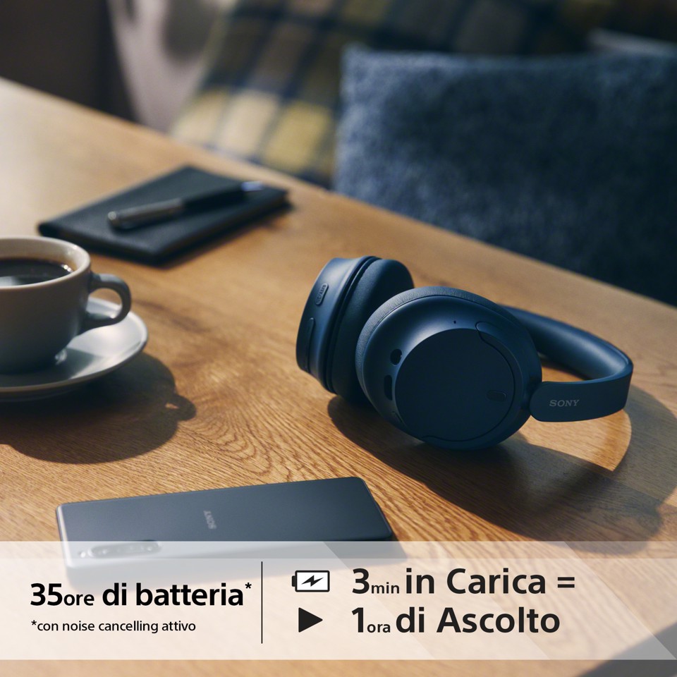 Sony WH-CH720N Auricolare Con cavo e senza cavo A Padiglione Musica e Chiamate USB tipo-C Bluetooth Blu
