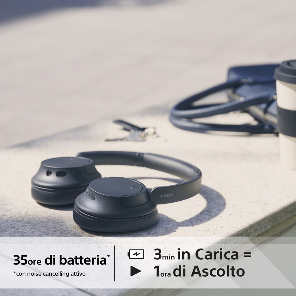 Sony WH-CH720N Cuffie Bluetooth wireless con cancellazione del rumore - Durata della batteria fino a 35 ore e ricarica rapida - Nero